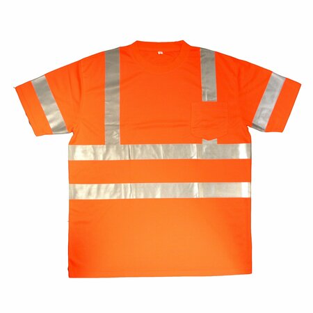 CORDOVA COR-BRITE Short Sleeve Shirts, Orange, 2in Silver Reflective Tape, 2XL V4302XL